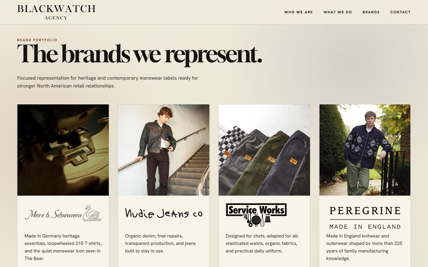 Blackwatch Agency brand portfolio on desktop