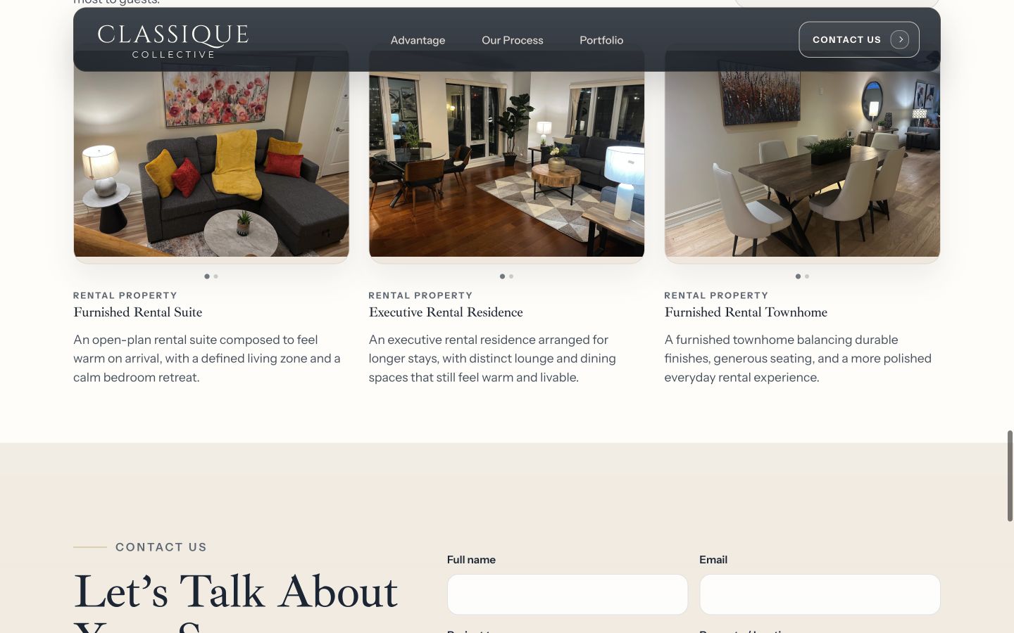 Classique Collective executive rental residence on desktop