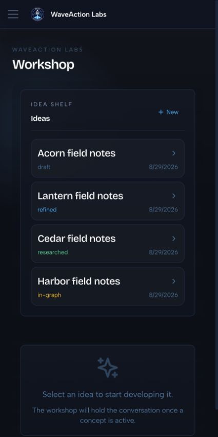 Dash workshop with fictional demo ideas on mobile