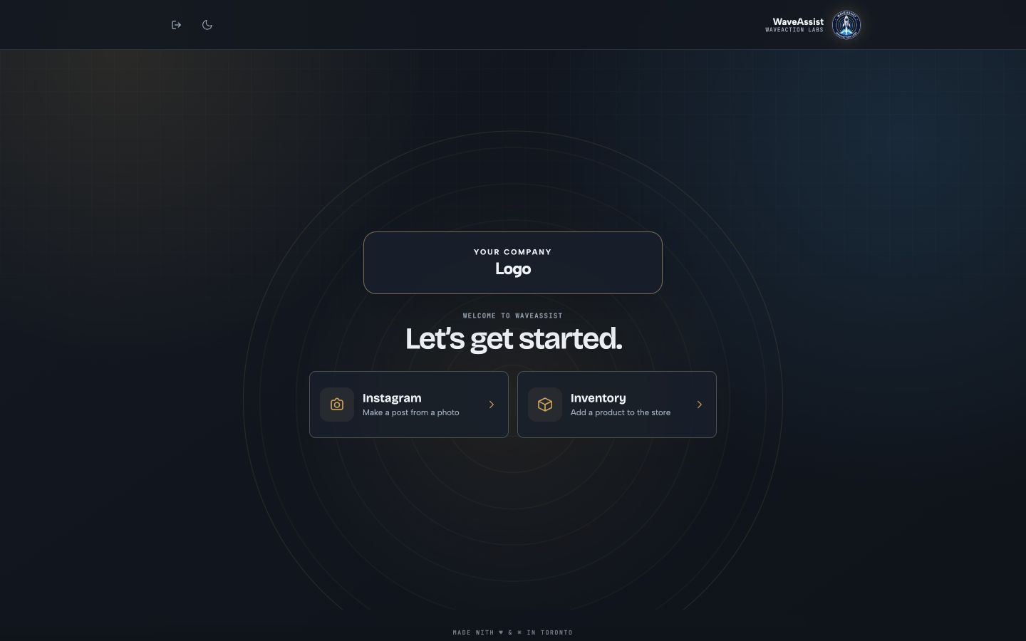WaveAssist operations assistant home screen on desktop