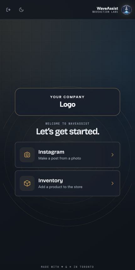 WaveAssist operations assistant home screen on mobile